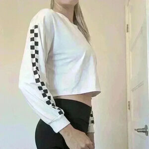 SWS Active, cropped long sleeve, white and black,  size small